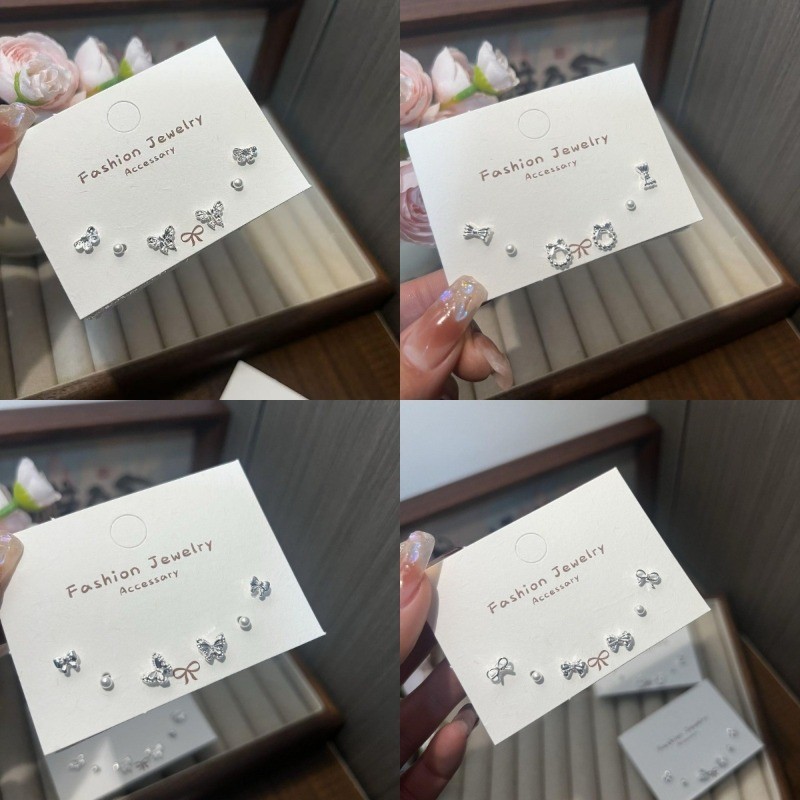 6 ชิ้น/ล็อตมินิน่ารักผีเสื้อ S925 เงินหู Studs ต่างหูอุปกรณ์เสริม