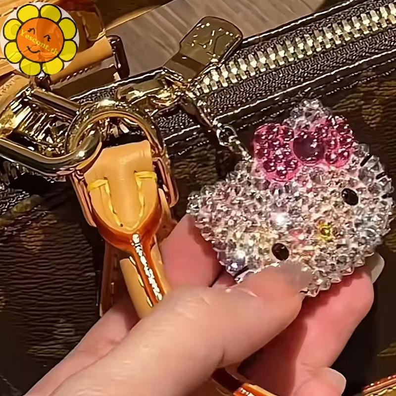 Yescont Kawaii Hello Kitty พวงกุญแจจี้ Sanrio Kt หัวแมวพวงกุญแจอะนิเมะอุปกรณ์ต่อพ่วงกระเป๋าตกแต่งของขวัญสาว TH