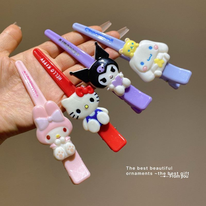 การ์ตูนน่ารัก Hello Kitty Girls Hair Clip เวอร์ชั่นเกาหลีแฟชั่นด้านข้างคลิปผมม้า