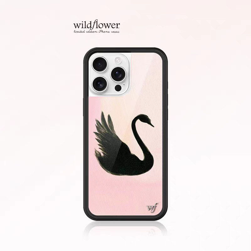 ดอกไม้ป่า Black Swan wf เคสโทรศัพท์สําหรับ iPhone 17 17Pro 16 15 14 Plus 12 13 Pro 16Pro Max อะคริลิค Hard ปลอกกันกระแทกฝาหลัง