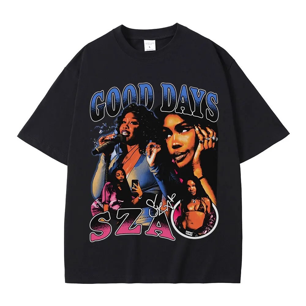 Sza Good Day Raptor Hip Hop เสื้อยืดกราฟิก Hip Hop Retro คุณภาพสูง Street All-Match Casual แฟชั่นรอบ