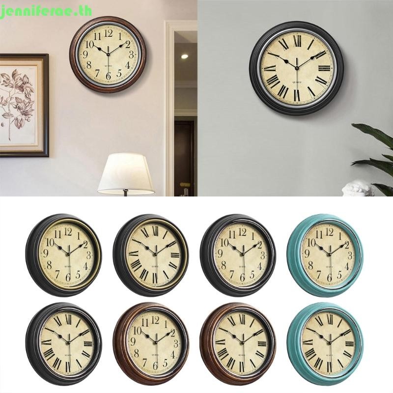 Jenniferae 12in Retro Wall Clock อ่านตัวเลขโรมันตัวเลขอาหรับตัวเลขนาฬิกาตกแต่งบ้านเครื่องประดับ De – โปรปัง