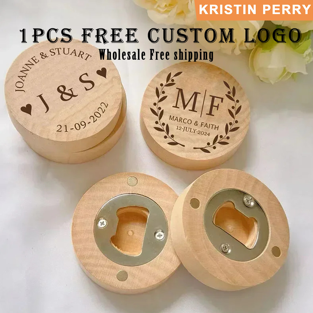 1pcs Personalised ที่เปิดขวดไม้แกะสลักแบบพกพาแม่เหล็กเพื่อนเจ้าสาว Custom Baptism ของขวัญ