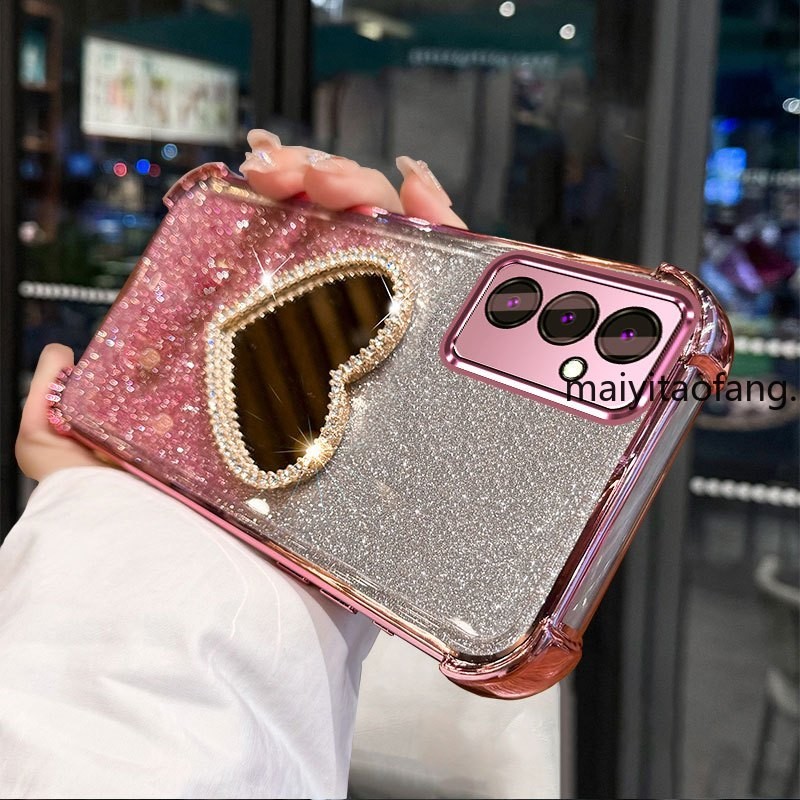เคสสําหรับ Samsung A16 Softcase ซิลิโคนกันกระแทก ดีไซน์ใหม่ความงาม Lanyard กระจกแต่งหน้าพร้อมที่วาง SJSFDD02