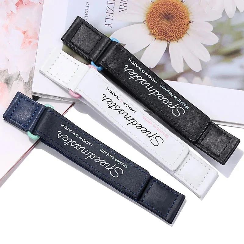 20 มม.สายนาฬิกาหนัง PU Moonswatch Planet ร่วมแบรนด์ผู้ชายผู้หญิงกีฬาสร้อยข้อมือนาฬิกาอุปกรณ์เสริม Universal สายนาฬิกา