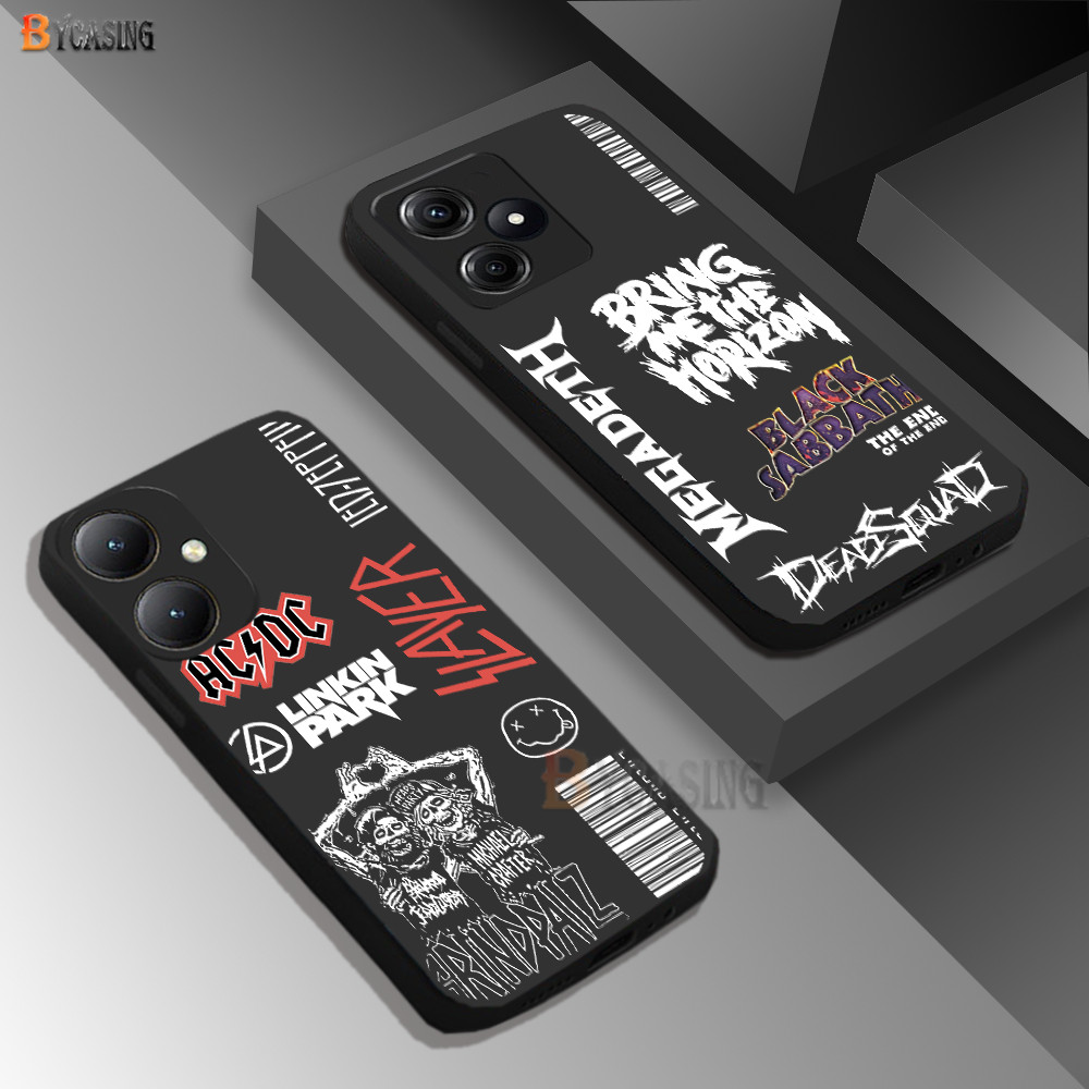 เคสโทรศัพท์มือถือแบบนิ่ม ลายวงร็อคกราฟฟิตี้ สีดํา สําหรับ Redmi Note 13 Pro 13C 12 10 12C 10C 10A 9A 9C 9T A1 A2 Redmi Note 12 Pro Note 11 11s 10S 9 Note8 Poco M4 Pro M3 X5 X3 เคสโดย
