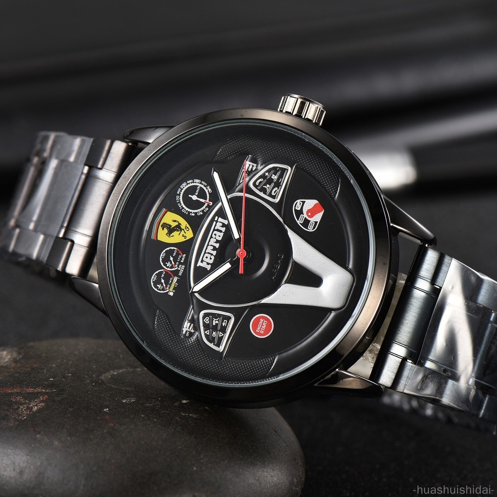 Ferrari ใหม่ นาฬิกาข้อมือควอตซ์ สายเหล็ก หรูหรา ใช้แบตเตอรี่ สําหรับผู้ชาย FEI