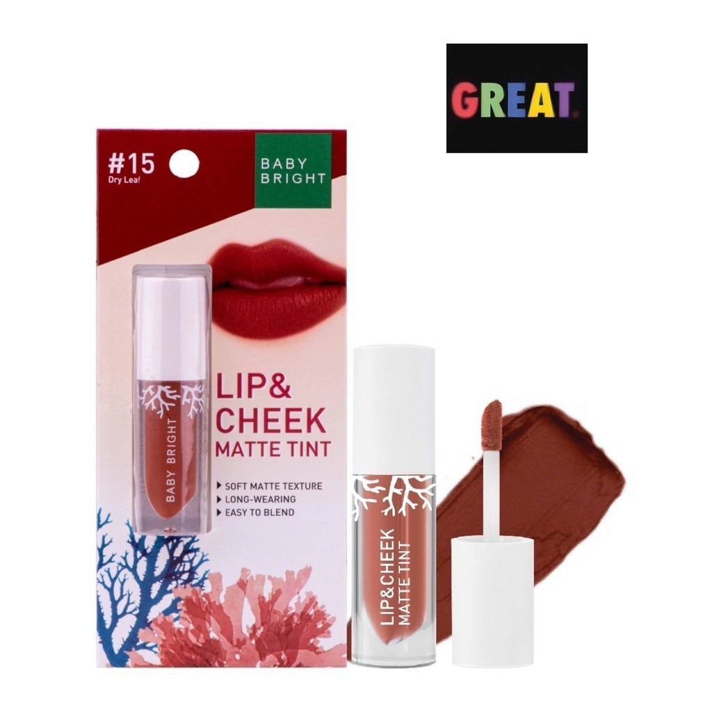 Baby Bright Lip & cheek Matte Tint 2.4g ลิปเบบี้ไบร์ท ลิปทิ้น ทิ้นท์ เนื้อแมท ใช้ได้ทั้งปากและแก้ม ง ลิปแมทต์ ลิปจุ่ม