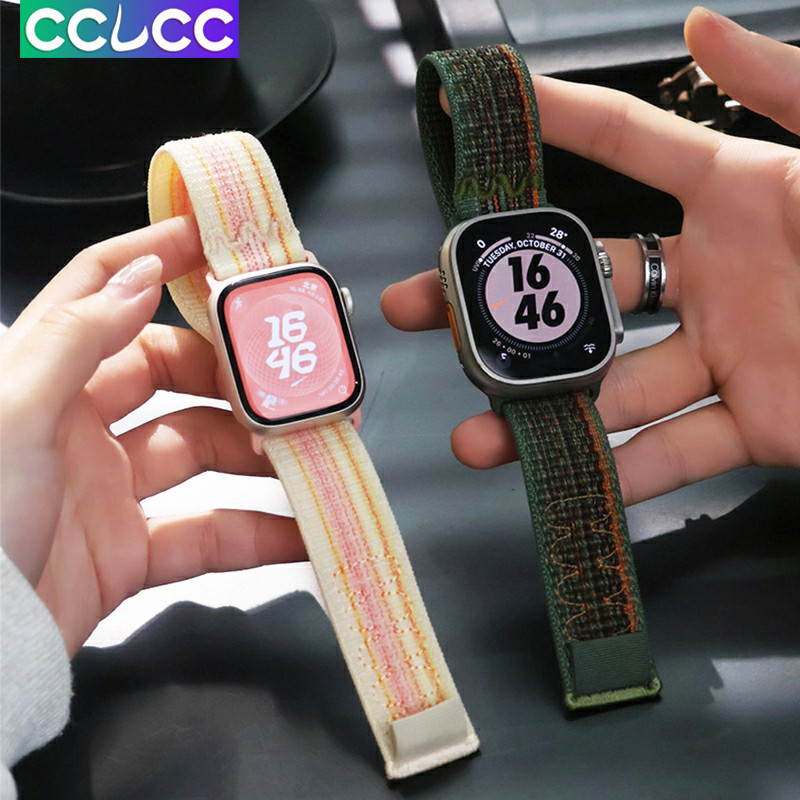 Cclcc สายนาฬิกาข้อมือไนล่อนถัก สําหรับ iWatch Ultra SE2 Series 9 8 7 6 5 4 3 2 1 Apple Watch 49 มม. 45 มม. 41 มม. 44 มม. 40 มม. 42 มม. 38 มม.