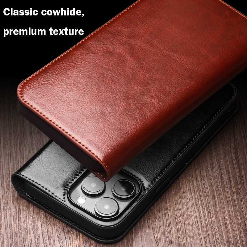 Qialino เคสโทรศัพท์มือถือหนังวัวแท้ ฝาพับ พร้อมช่องใส่บัตร แฮนด์เมด สําหรับ iPhone 13 Pro 15 Pro Max 15 14