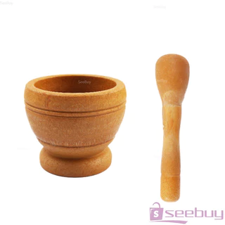 SUY ครกพลาสติกลายไม้ ครกขนาดเล็ก แบบพกพา Manual Garlic Grinder