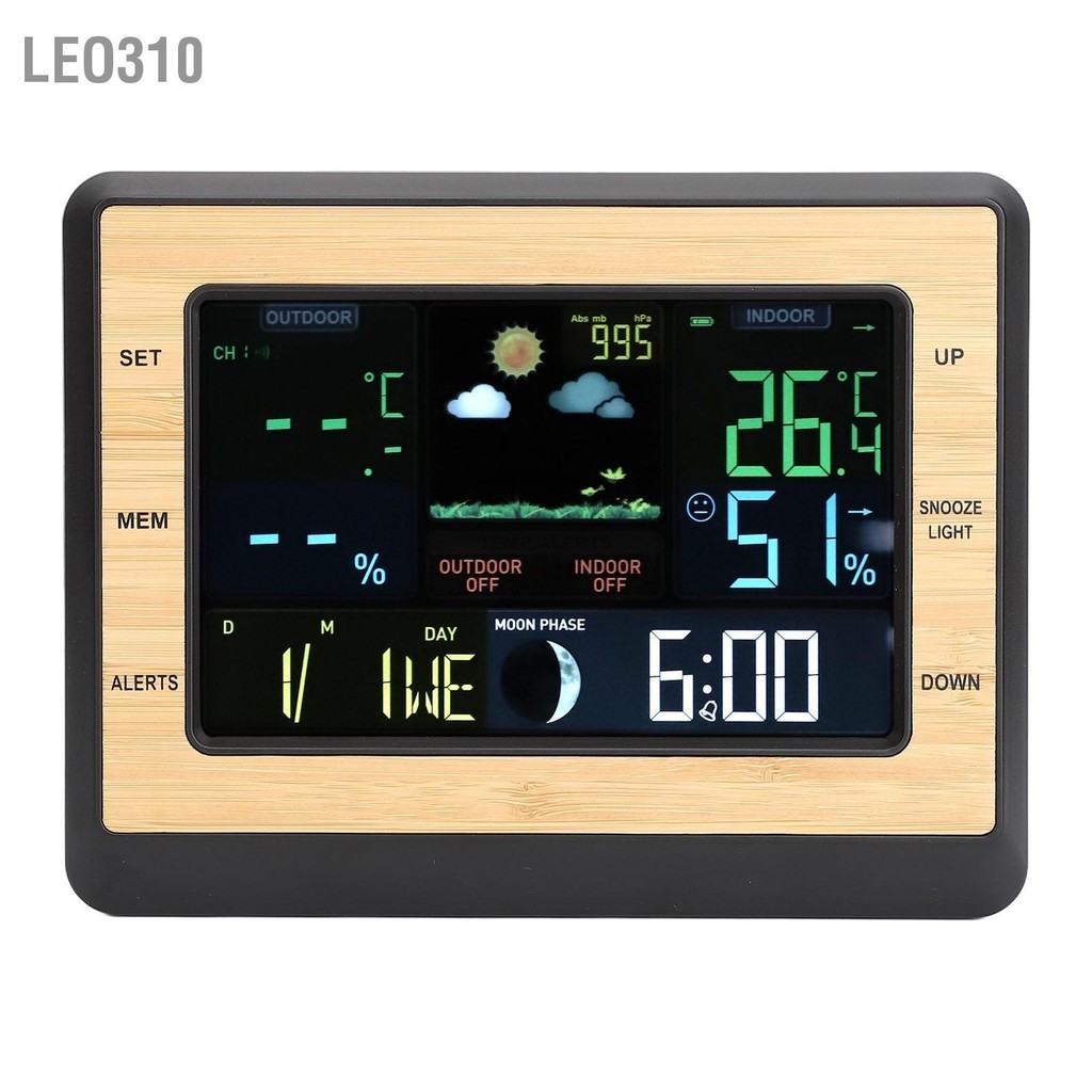Leo310 สถานีพยากรณ์อากาศหน้าจอสีเครื่องวัดสภาพอากาศดิจิตอลอุณหภูมิความชื้นสำหรับในร่มกลางแจ้ง