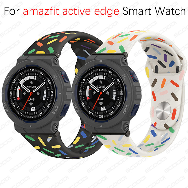 สายนาฬิกาข้อมือซิลิโคน แบบนิ่ม สําหรับ Amazfit Active Edge SmartWatch