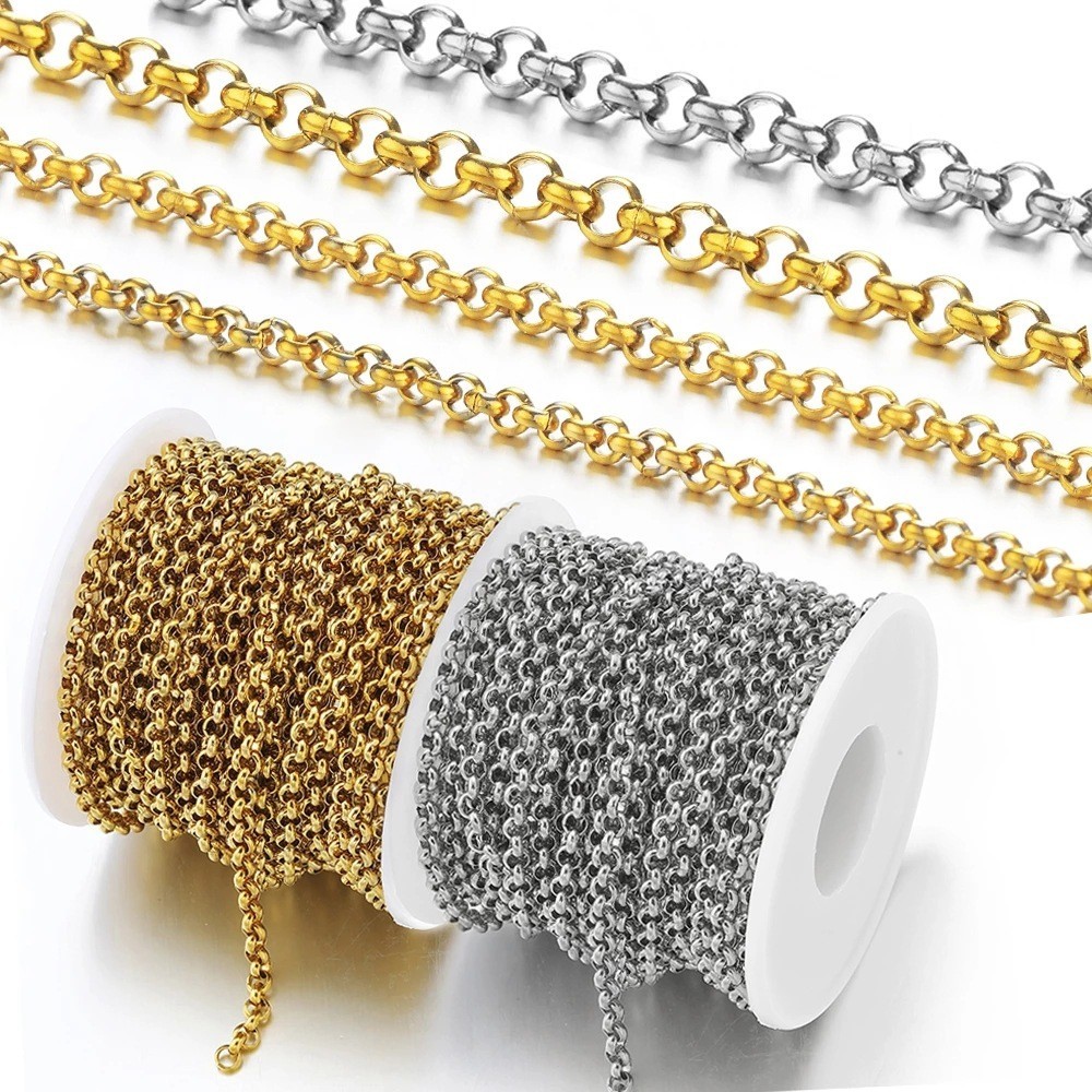 5m/bag สแตนเลส BL Chain O-Shaped Cross Chain 18k Gold-Packed สี-รักษา Electroplating เชื ่ อมโซ ่ หนา DIY เครื ่ องประดับอุปกรณ ์ เสริม