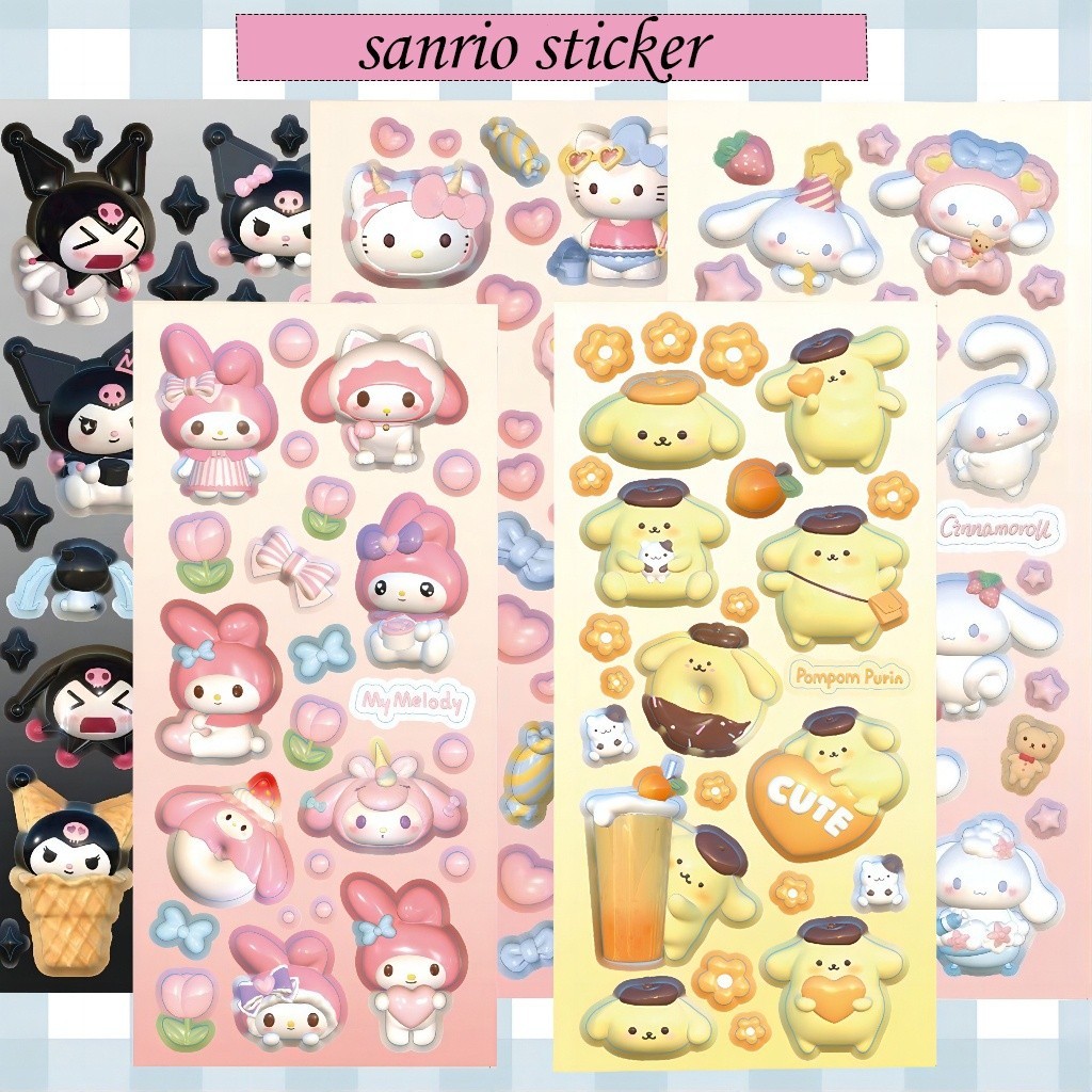 SANRIO สติ๊กเกอร์การ์ตูนซานริโอวัสดุตกแต่งสติ๊กเกอร์คู่มือ