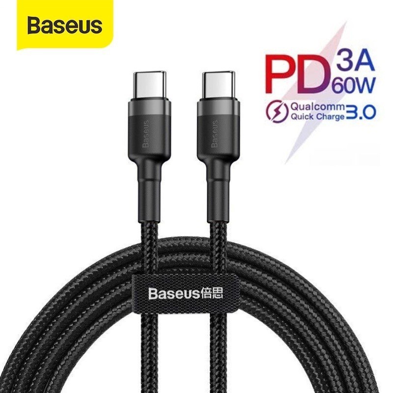 [ของแท้] Baseus typec 60w สายชาร์จเร็ว - สาย 2 พิน type c พร้อมร่มแข็งแรงสําหรับ samsung oppo xiaomi