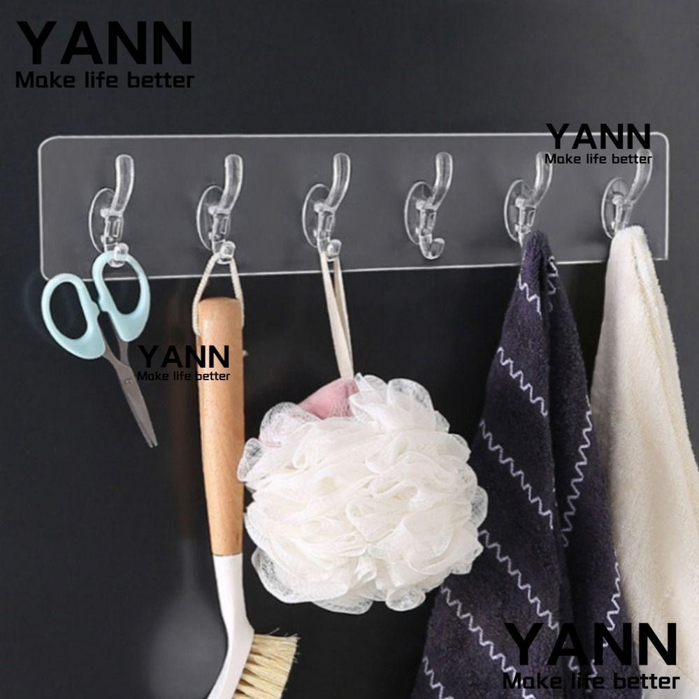 Yann1 ตะขอแขวนเสื้อผ้า อะคริลิคใส มีกาวในตัว 1 3 5 6 แถว อเนกประสงค์ สําหรับติดผนังห้องน้ํา