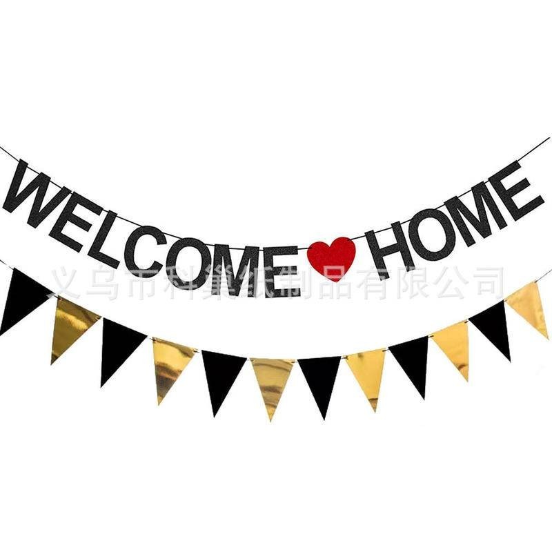 ธงแบนเนอร์ รูปหัวใจ สีแดง สีดํา สีทอง สําหรับตกแต่งบ้าน ปาร์ตี้ - รูปที่ 2