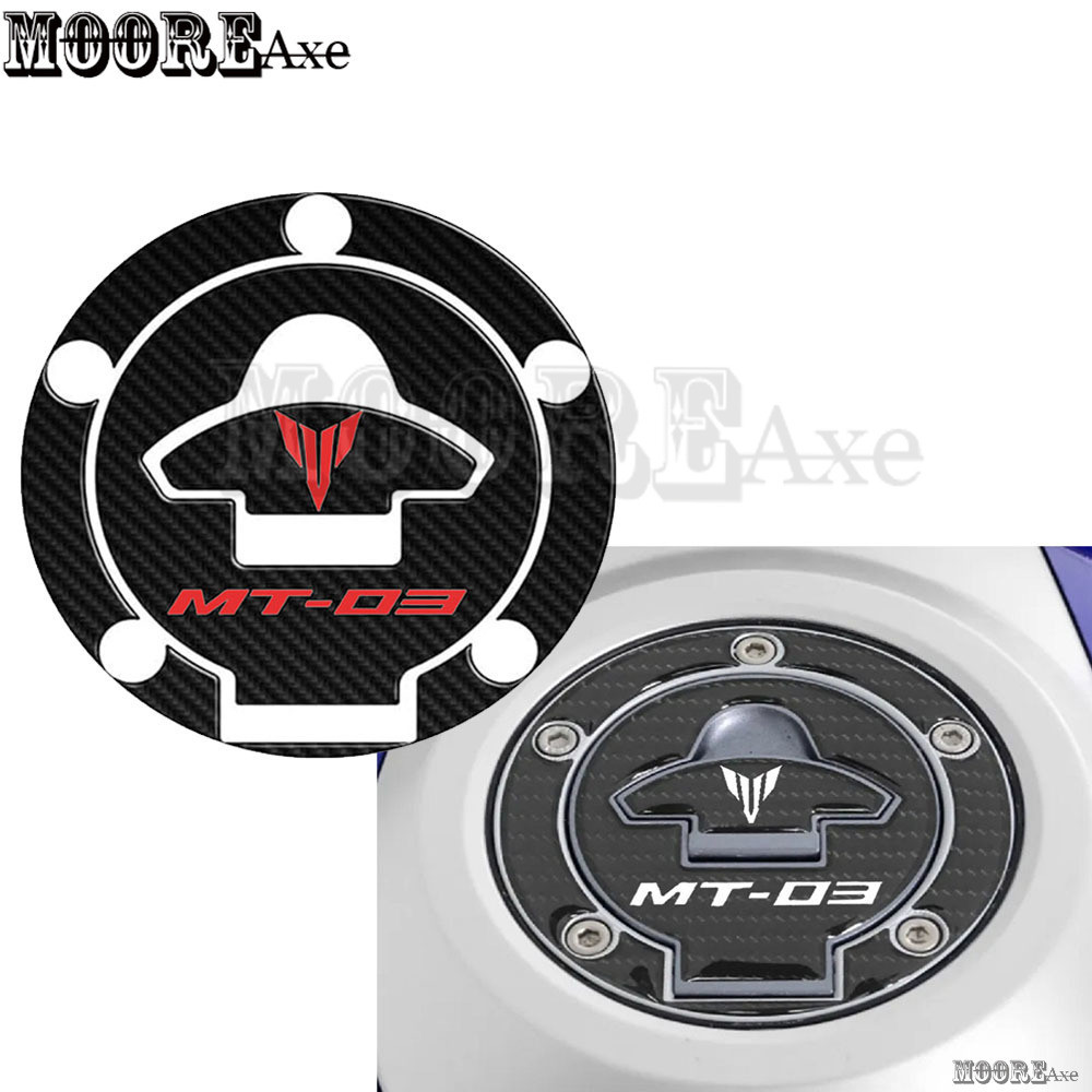 Mooreaxe สําหรับ Yamaha MT03 MT-03 รถจักรยานยนต ์ คาร ์ บอนไฟเบอร ์ เชื ้ อเพลิงแก ๊ สฝาครอบถัง Protector Pad สติกเกอร ์ รูปลอก