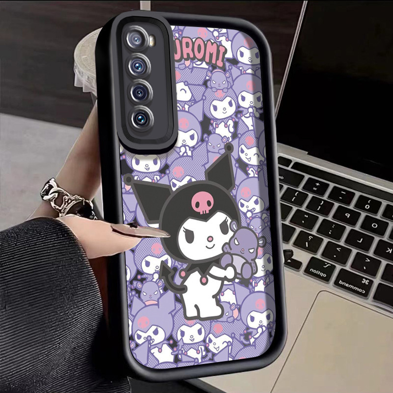 สําหรับ Huawei Nova 7 Pro Nova 7 SE Nova 5i Nova 4 Nova 3 กรณี Kuromi Melody กันกระแทกเคสโทรศัพท ์ ซิลิโคนรวมทุกอย ่ างกล ้ องเลนส ์ Soft Shell