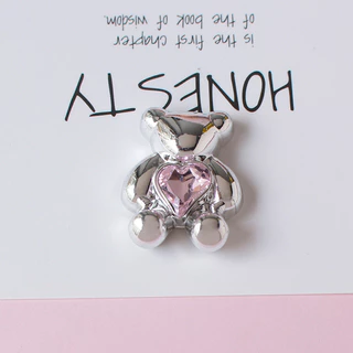 8PCS Electroplated เงินหมี Bubble สุนัขดอกไม้สีชมพู Love เพชรหัวใจ Diy รองเท้าผู้หญิงอุปกรณ์เสริม