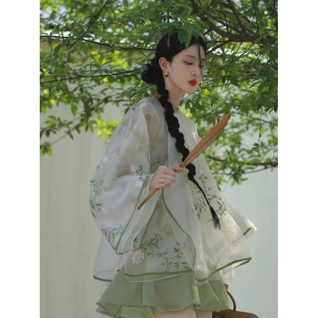 ก-เส้น สไตล์จีน < ใหม่สไตล์จีน > เสื้อกระโปรงปัก ผอมลง ดู เหมิงฮวา สูทกระโปรงสั้นด้านบนอุตสาหกรรมหนัก 2ซีโจ