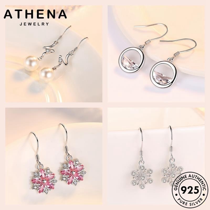 ATHENA JEWELRY แท้ เงิน ห่วง 925 ตุ้มหู ต่างหู แฟชั่น ผู้หญิง เพชร M142