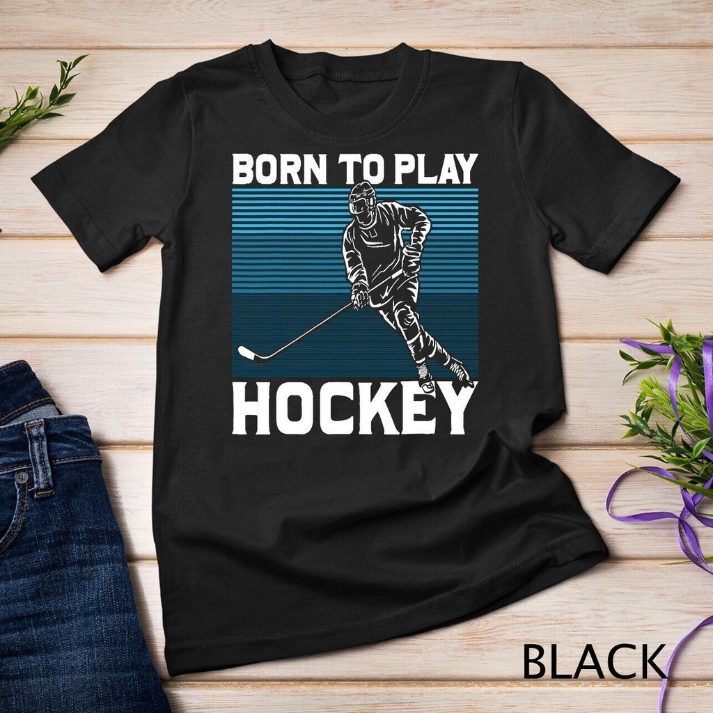 Ice Hockey Goalie Idea Born To Play Hockey T-Shirt เสื้อยืด Unisex