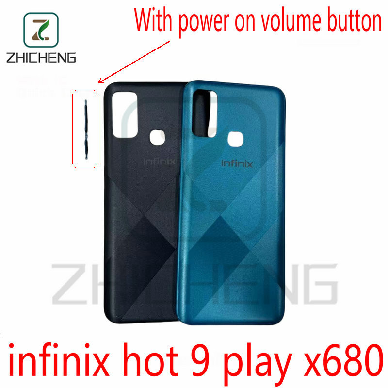 สําหรับฝาครอบประตูแบตเตอรี ่ Infinix hot 9 play x680 พร ้ อมปุ ่ มปรับระดับพลังงานด ้ านข ้ างที ่ เปลือกด ้ านหลัง