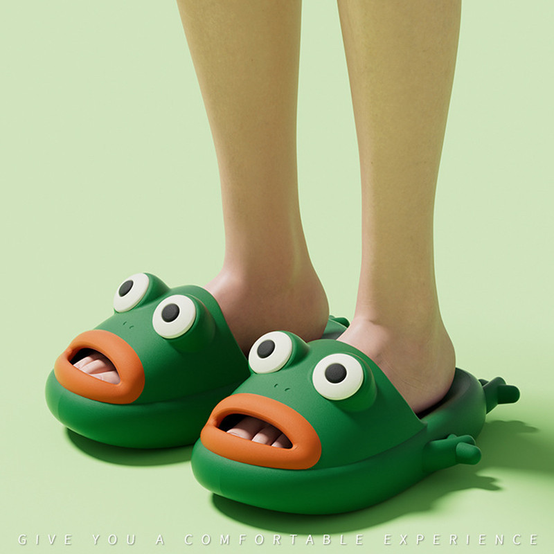AYUER Unisex น ่ ารักการ ์ ตูนตลกกบรองเท ้ าแตะ Step on Shit AY5315