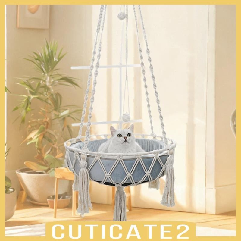 [ Cuticate2 ] เปลญวนแมว , เปลญวนกรงสัตว ์ เลี ้ ยง , แขวน Boho ทอมือแมวเตียงแมวสําหรับ Basking Lounging นอนเล ่ นปีนเขา