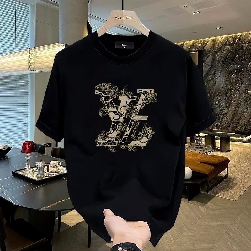 เสื้อยืดแขนสั้นสไตล์ใหม่ผู้ชายฤดูร้อนเวอร์ชั่นเกาหลีอินเทรนด์เรียบง่ายครึ่งแขนด้านบนสไตล์ฮ่องกงหลวมลําลองสตรีทสวมเสื้อยืด
