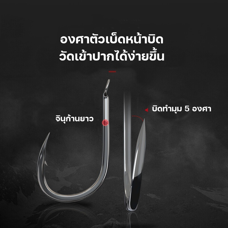 【จัดส่งทันที】100 ชิ้น  ตัวเบ็ดคม ทรงจินุสีดำ มีเงี่ยง ก้นแบนหน้าบิด รุ่น คมแข็ง2X  รับประกันคุณภาพทุกตัว เกษรคมมาก - รูปที่ 3