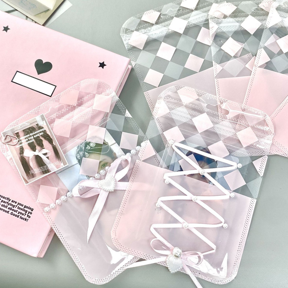 10ชิ้น อิน สีชมพูบัลเล่ต์ปิดผนึกกระเป๋า โฟโต้การ์ด ถุงเก็บตนเองถุงปิดผนึกบัตรบรรจุภัณฑ์วัสดุ