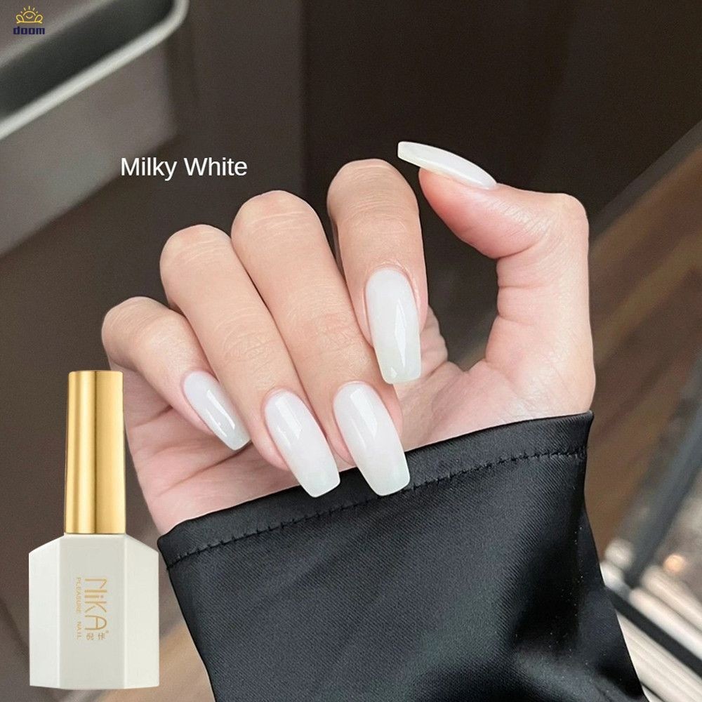 ยาทาเล็บเจล มิลค์กี้ไวท์ เพ้นท์ เจล สีทาเล็บเจล 15ml 6 สีน้ําแข็งโปร่งแสงยาทาเล็บสีขาวกาวอบแสง 【doom】