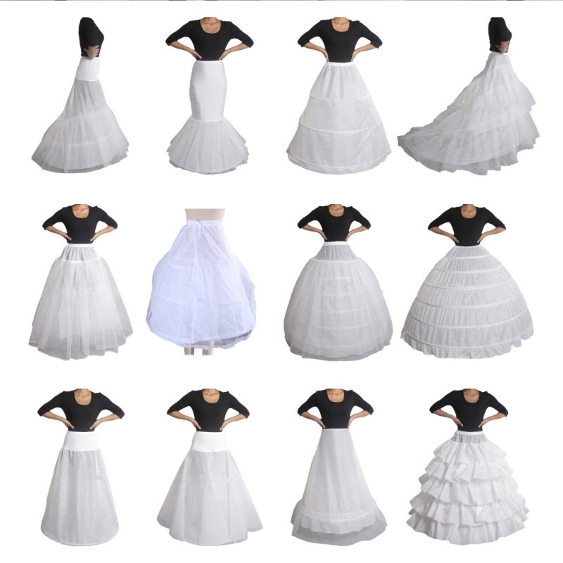 Yeche ผู้หญิง Crinoline Petticoat สีขาว Hoop กระโปรงชั้นความยาวชุด Slips Underkirt สําหรับงานแต่งงานชุดเจ้าสาว 12 สไตล์