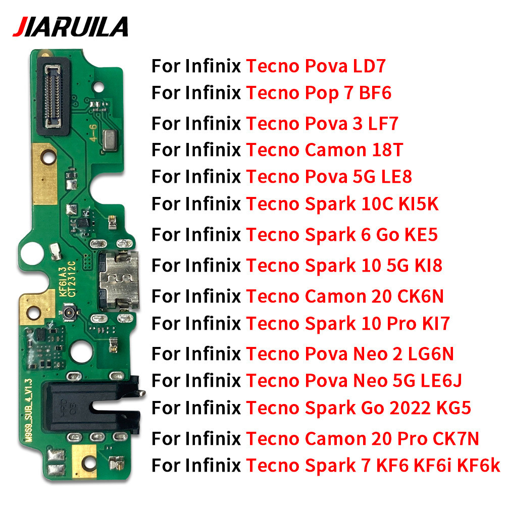 แพรชาร์จ Infinix Tecno Camon 18T 20 Pro Ck6n Ck7N Tecno Pop 7 BF6 Pova 3 5G Neo 2 Spark 6 7 10 Pro Go KE5 แผงชุดชาร์จ