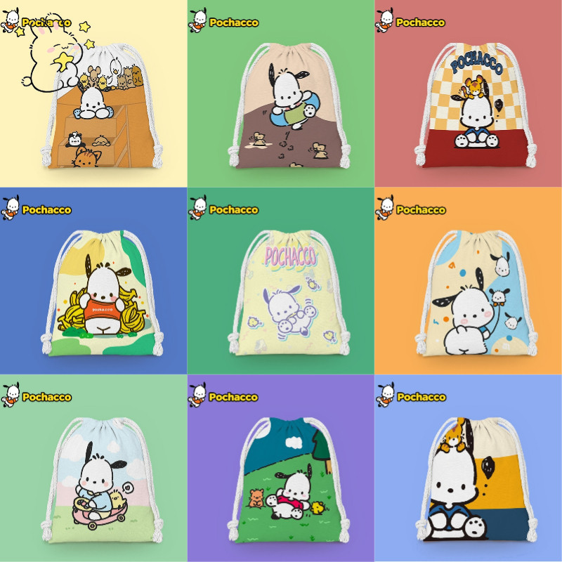 Pochacco กระเป ๋ าผู ้ หญิง Drawstring Bag สไตล ์ เกาหลีน ่ ารัก Drawstring Bag แฟชั ่ น