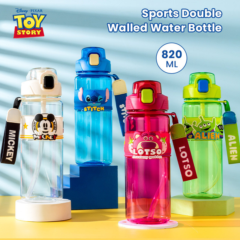 Disney Tritan Material ขวดน ้ ําความจุขนาดใหญ ่ สําหรับเด ็ ก 820มล