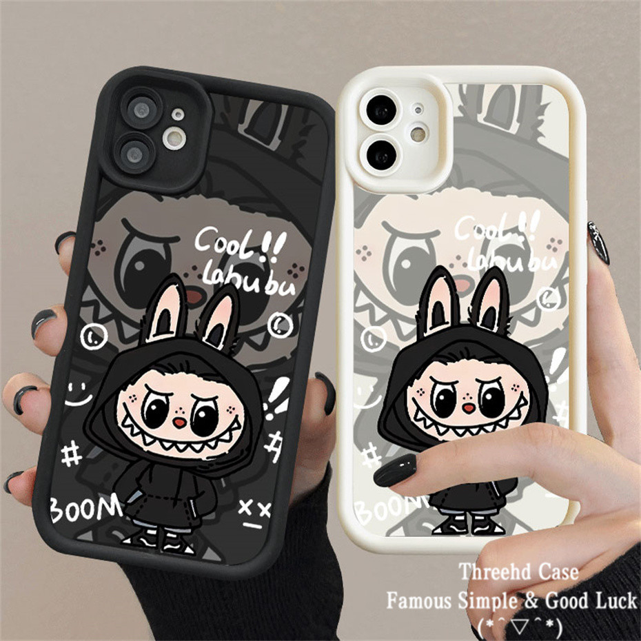 สําหรับ OPPO A38 A18 A16 A15 A17 A7 A92 A78 A58 A57 A16 A15 A5s A3s A12e A55 A54 A53 A77s A5 A9 A17K A11K Matte Angel Eye กันกระแทกการ ์ ตูน Labubu น ่ ารัก Graffiti โทรศัพท ์ กรณี
