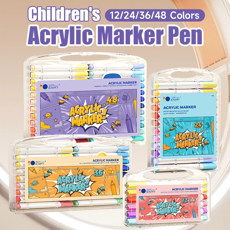 เครื่องหมาย ปากกาอะคริลิค 12/24/36/48สี สามารถเขียนบนแก้ว พลาสติก หรือโลหะได้ ปากกามาร์กเกอร์อะคริลิค Acrylic marker pen