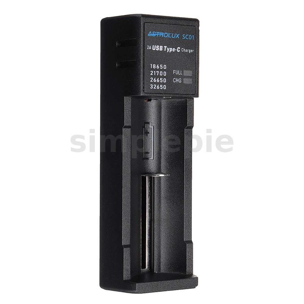แอสโตรลักซ ์® Sc01 Type-C 2A Quick Charge USB แบตเตอรี ่ Charger Li-ion/IMR/INR/ICR Charger สําหรับ 18650 20700 21700 26650 เซลล ์