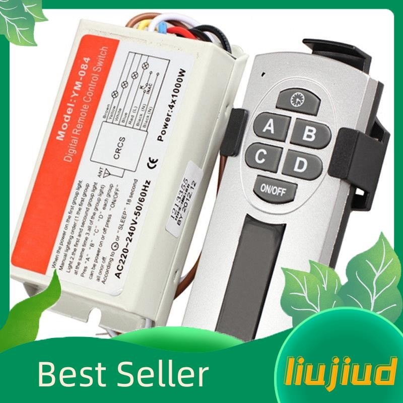 【 Liujiud.th 】Yam Digital Wireless Wall Switch Splitter Box + รีโมทคอนโทรล 4 พอร ์ ต Way Light Lamp