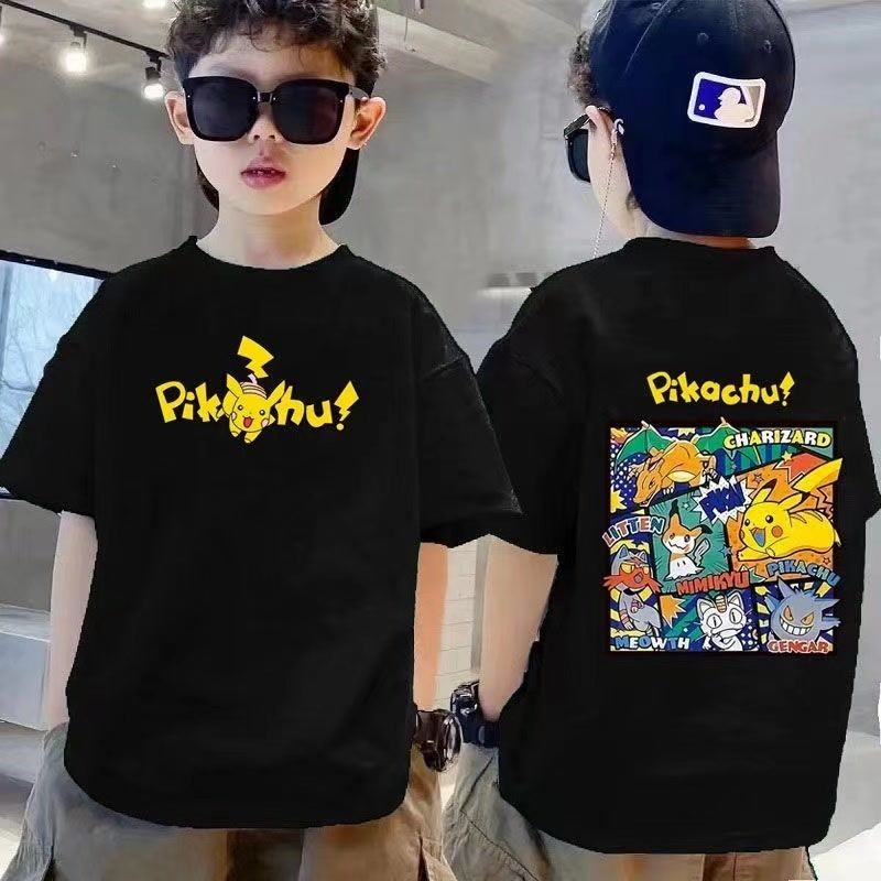 100 ~ 160 เสื้อผ้าเด็กชายเสื้อยืดแขนสั้นเสื้อผ้าฤดูร้อนเด็กสไตล์ฤดูร้อนชายกลางเด็กใหญ่ฤดูร้อนพิมพ์ด้านบน ที