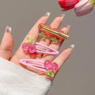 1 ชิ ้ นสีแดงเชอร ์ รี ่ หวานสาวสีชมพูกิ ๊ บ Bangs คลิปกิ ๊ บติดผมอุปกรณ ์ เสริม