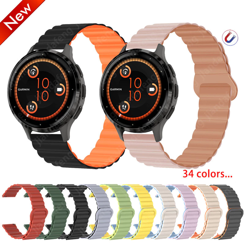 ซิลิโคนแม่เหล็ก 18 มม.สําหรับ Garmin Venu 4 3s 41 มม.2s Forerunner 255s 265s Vivoactive4s Vivomove3s