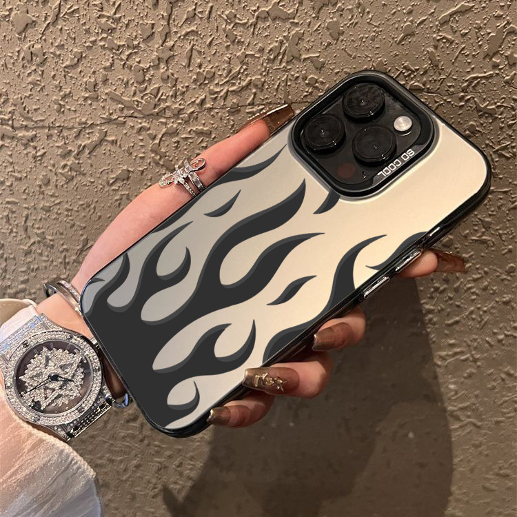 สําหรับiphone 16 15 14 13 12 11 Pro Max 16e XS Max X XR 8 7 Plus SE2022 แฟชั่นสร้างสรรค์เปลวไฟไฟIMD Matte Hard Cover