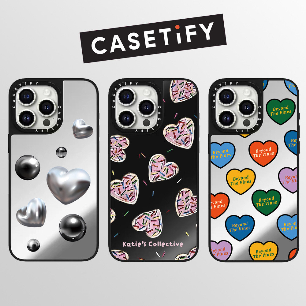 Drop proof CASETIFY เคสโทรศัพท์สําหรับ iPhone 16promax 16pro Plus 15promax 15pro 14promax 13promax พิมพ์ด้านข้างเคสแข็งรูปหัวใจน่ารัก 12promax เคส iPhone 11 คุณภาพสูง