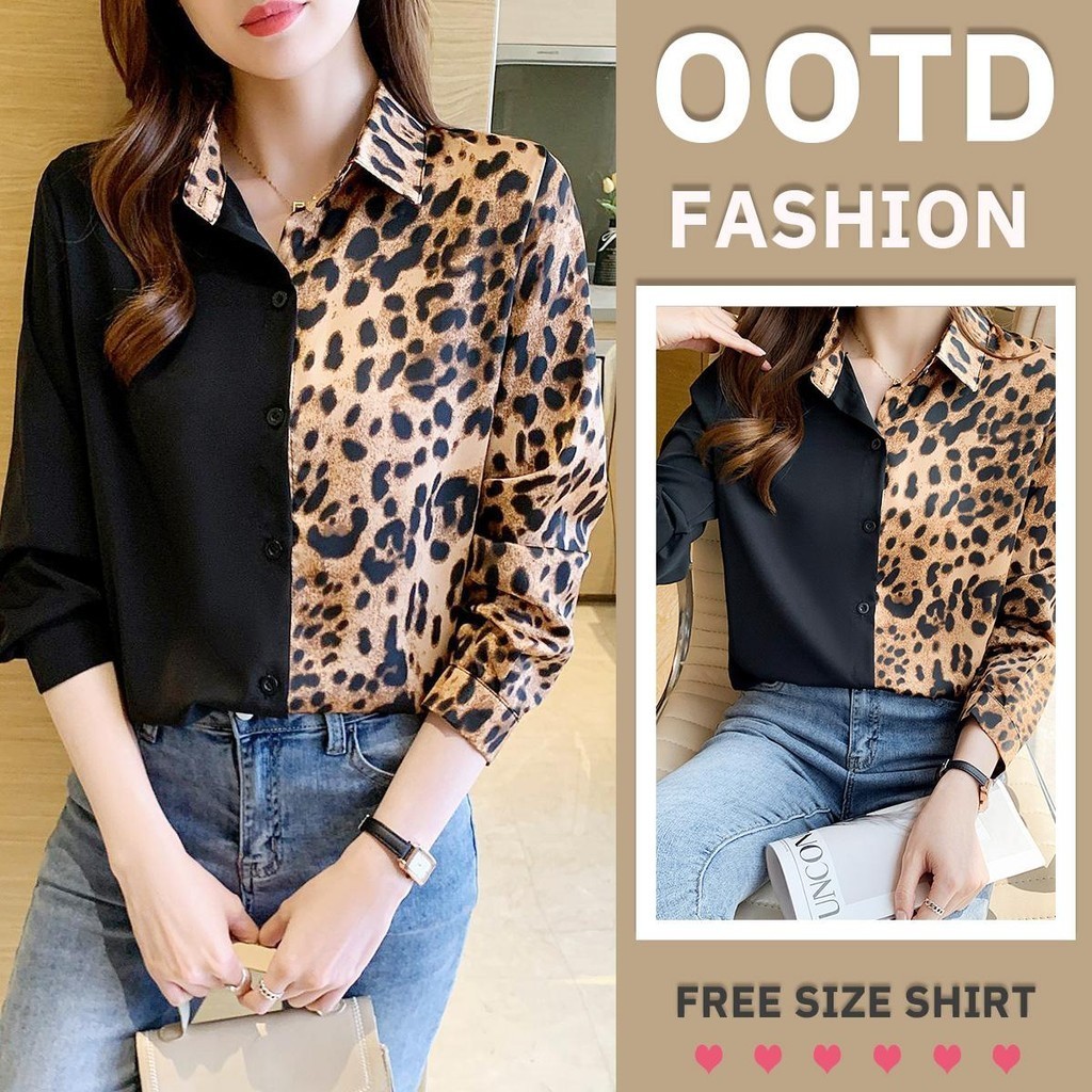 KOKO W330❤️เสื้อเชิ้ตผู้หญิงมืออาชีพ สำหรับ เสือดาวประกบสไตล์ ใหม่ สำนักงาน แฟชั่นแขนยาวพิมพ์ลาย ระดับไฮเอนด์และสง่างาม