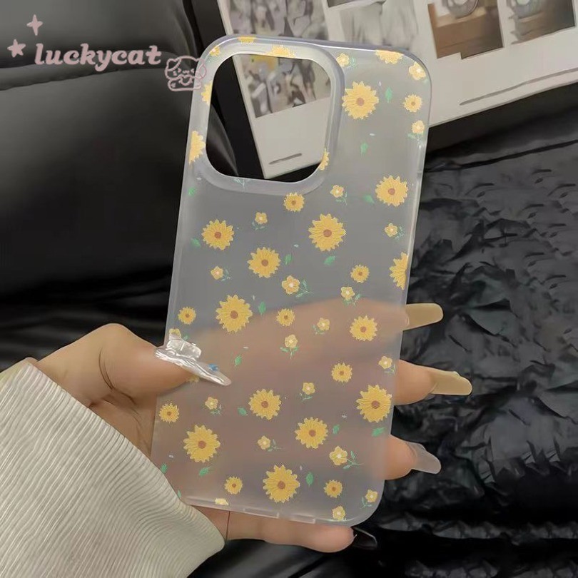 Iphone 15 14 13 12 11 Pro Max X Xr Xs Max 7 8 Plus SE2020 เคสโทรศัพท์Insน่ารักสดฤดูใบไม้ผลิDaisy Matte Clearฝาครอบโทรศัพท์นุ่ม